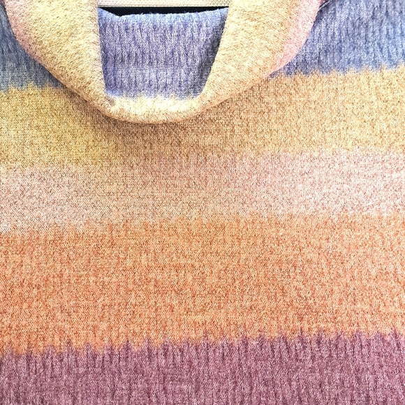Striped Multicolor Cowl Neck Sweater Size Large - Picture 5 of 8